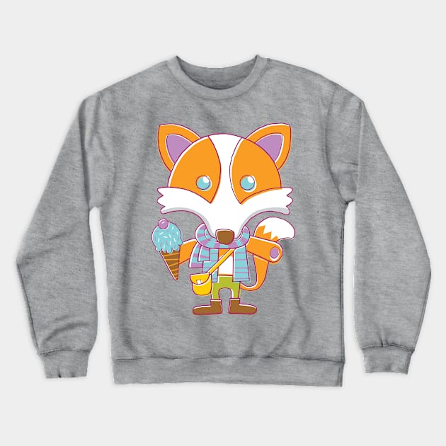 Fox with Ice Cream Crewneck Sweatshirt by vaughanduck